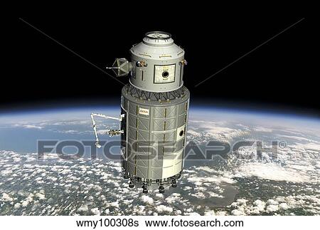 Mobile maintenance platform in low Earth orbit. View Large Illustration Stock Illustration - Mobile maintenance platform in low Earth orbit.. Fotosearch