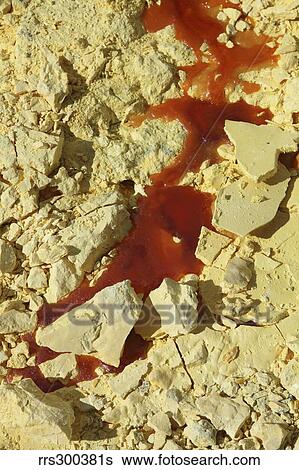 Stock Photograph - Molten sulphur, Kawah Ijen volcano, Java, Indonesia.. Fotosearch