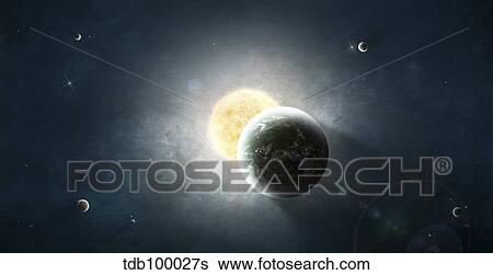 Stock Illustration - Moments before a total eclipse of the Sun.. Fotosearch