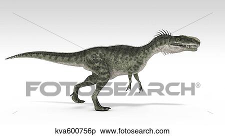 Stock Illustration - Monolophosaurus dinosaur, white background.. Fotosearch