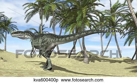 Monolophosaurus in a prehistoric environment with palm trees. View Large Illustration Stock Illustration - Monolophosaurus in a prehistoric environment with palm trees.. Fotosearch