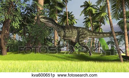 Monolophosaurus in a prehistoric tropical landscape. View Large Illustration Stock Illustration - Monolophosaurus in a prehistoric tropical landscape.. Fotosearch