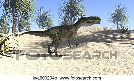 Monolophosaurus in a tropical environment. View Large Illustration Stock Illustration - Monolophosaurus in a tropical environment.. Fotosearch