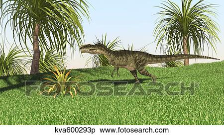 Monolophosaurus walking across an open field. View Large Illustration Stock Illustration - Monolophosaurus walking across an open field.. Fotosearch