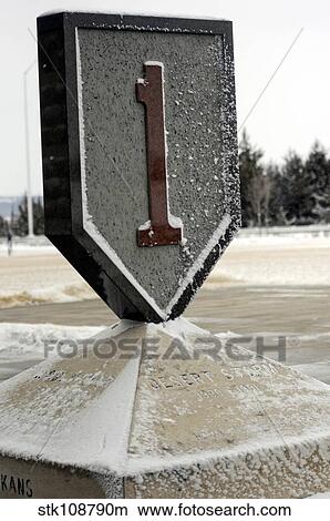 Monument commemorating the 1st Infantry Division in Operation Desert Storm. View Large Photo Image Picture - Monument commemorating the 1st Infantry Division in Operation Desert Storm.. Fotosearch