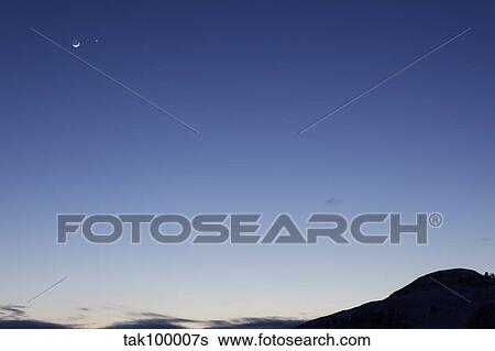 Moon and Venus Conjunction. View Large Photo Image Stock Photograph - Moon and Venus Conjunction.. Fotosearch