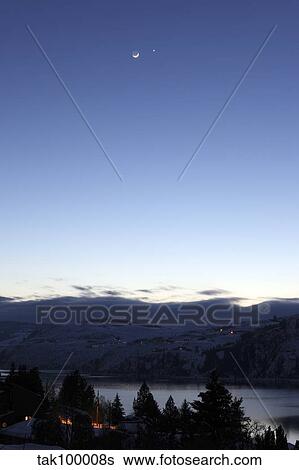Moon and Venus Conjunction. View Large Photo Image Stock Photograph - Moon and Venus Conjunction.. Fotosearch