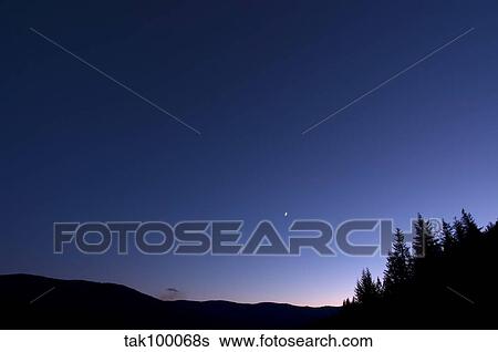 Moon, Venus and Jupiter Conjunction. View Large Photo Image Stock Photograph - Moon, Venus and Jupiter Conjunction.. Fotosearch