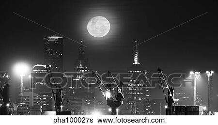 Moonrise over city of Melbourne, Australia. View Large Photo Image Stock Photograph - Moonrise over city of Melbourne, Australia.. Fotosearch