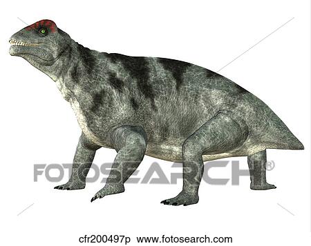 Stock Illustration - Moschops dinosaur, white background.. Fotosearch