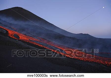 Mount Etna lava flow in evening dawn, Sicily, Italy. View Large Photo Image Stock Photograph - Mount Etna lava flow in evening dawn, Sicily, Italy.. Fotosearch