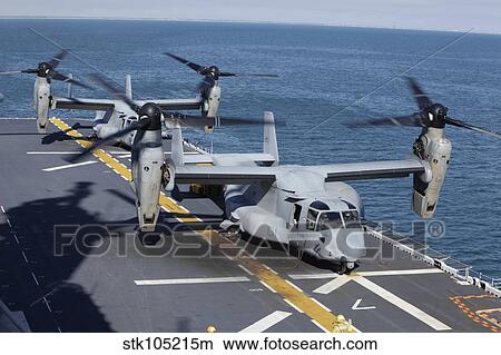 MV-22 Osprey tiltrotor aircraft on the flight deck of USS Kearsarge. View Large Photo Image Picture - MV-22 Osprey tiltrotor aircraft on the flight deck of USS Kearsarge.. Fotosearch