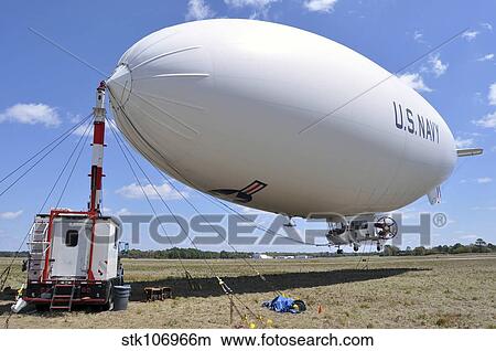 Picture - MZ-3A, a U. S. Navy blimp, moored at Fernandina Beach Municipal Airport.. Fotosearch