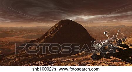 NASA's Curiosity rover climbing to the summit of Mount Sharp. View Large Illustration Stock Illustration - NASA's Curiosity rover climbing to the summit of Mount Sharp.. Fotosearch