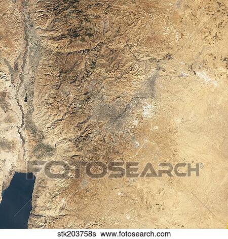 Natural-color satellite view of Amman, Jordan. View Large Photo Image Stock Photograph - Natural-color satellite view of Amman, Jordan.. Fotosearch