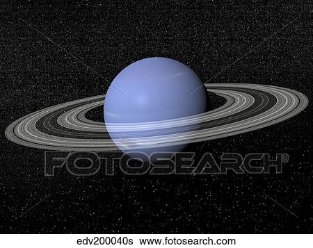 Stock Illustration - Neptune and its rings against a starry background.. Fotosearch