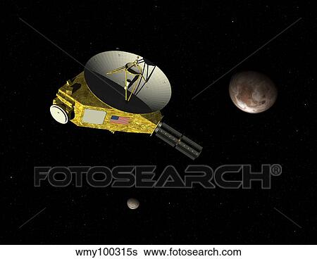 New Horizons spacecraft approaches dwarf planet Pluto and its moon Charon. View Large Illustration Stock Illustration - New Horizons spacecraft approaches dwarf planet Pluto and its moon Charon.. Fotosearch