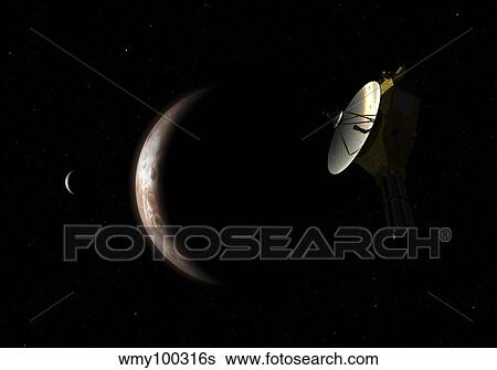 New Horizons spacecraft approaches dwarf planet Pluto and its moon Charon. View Large Illustration Stock Illustration - New Horizons spacecraft approaches dwarf planet Pluto and its moon Charon.. Fotosearch
