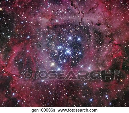 Stock Photograph - NGC 2244, the open cluster within the Rosette Nebula.. Fotosearch