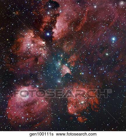 Stock Photograph - NGC 6334, The Cat's Paw Nebula in Scorpius.. Fotosearch