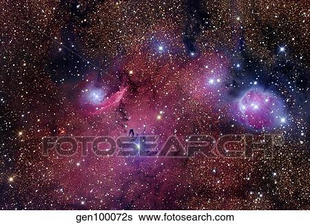 Stock Photograph - NGC 6559 is a rich colorful tapestry of diverse nebulosity in the constellation Sagittarius.. Fotosearch