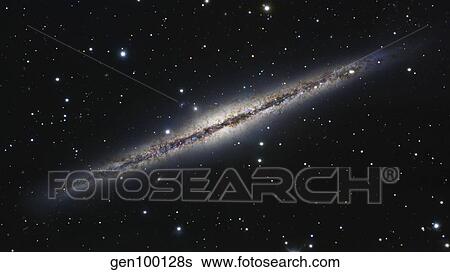 Stock Photograph - NGC 891, an edge-on spiral galaxy in Andromeda.. Fotosearch