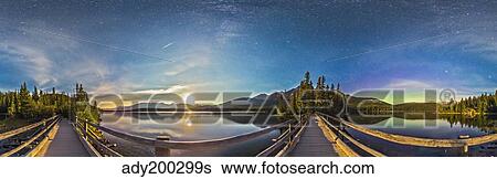 Night sky panorama of Pyramid Lake in Jasper National Park, Canada. View Large Photo Image Stock Photograph - Night sky panorama of Pyramid Lake in Jasper National Park, Canada.. Fotosearch