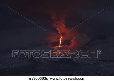 Nighttime eruption of Kliuchevskoi Volcano, Russia. View Large Photo Image Stock Photograph - Nighttime eruption of Kliuchevskoi Volcano, Russia.. Fotosearch