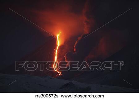 Nighttime eruption of Kliuchevskoi Volcano, Russia. View Large Photo Image Stock Photograph - Nighttime eruption of Kliuchevskoi Volcano, Russia.. Fotosearch