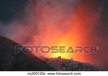 Nighttime eruption of Santiaguito dome complex, Santa Maria volcano, Guatemala. View Large Photo Image Stock Photograph - Nighttime eruption of Santiaguito dome complex, Santa Maria volcano, Guatemala.. Fotosearch