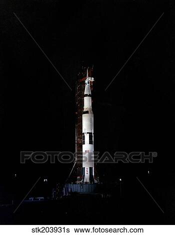 Nighttime view of the Apollo 10 space vehicle on its launch pad. View Large Photo Image Stock Photograph - Nighttime view of the Apollo 10 space vehicle on its launch pad.. Fotosearch