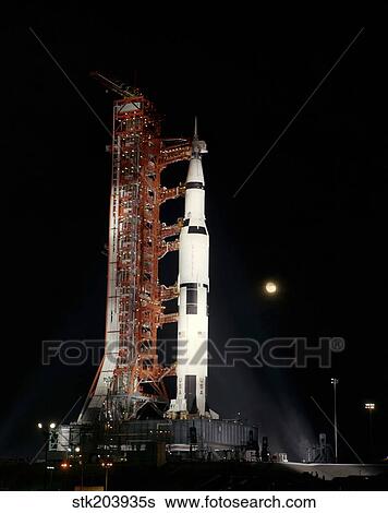 Nighttime view of the Apollo 12 space vehicle. View Large Photo Image Stock Photograph - Nighttime view of the Apollo 12 space vehicle.. Fotosearch