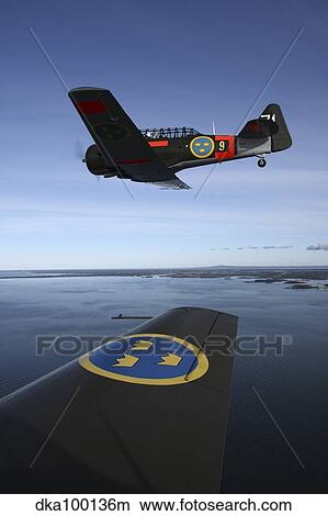 North American Aviation T-6 Texan trainer warbirds in Swedish Air Force colors. View Large Photo Image Picture - North American Aviation T-6 Texan trainer warbirds in Swedish Air Force colors.. Fotosearch