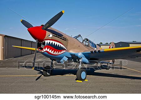 Nose art on a Curtiss P-40E Warhawk. View Large Photo Image Picture - Nose art on a Curtiss P-40E Warhawk.. Fotosearch