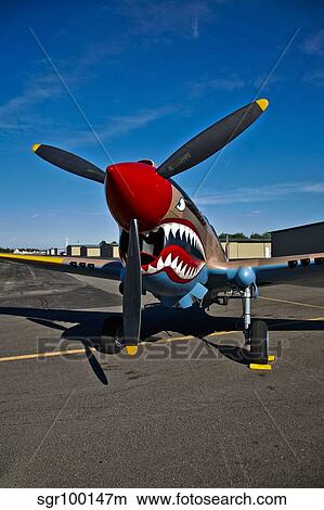 Nose art on a Curtiss P-40E Warhawk. View Large Photo Image Picture - Nose art on a Curtiss P-40E Warhawk.. Fotosearch