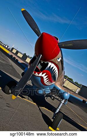 Nose art on a Curtiss P-40E Warhawk. View Large Photo Image Picture - Nose art on a Curtiss P-40E Warhawk.. Fotosearch