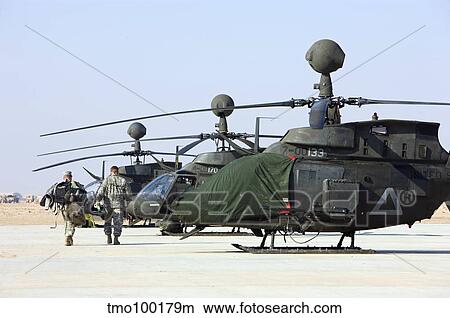 OH-58D Kiowa Warrior helicopters parked at Camp Speicher, Iraq. View Large Photo Image Picture - OH-58D Kiowa Warrior helicopters parked at Camp Speicher, Iraq.. Fotosearch