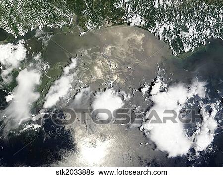 Stock Photograph - Oil slick in the Gulf of Mexico. . Fotosearch