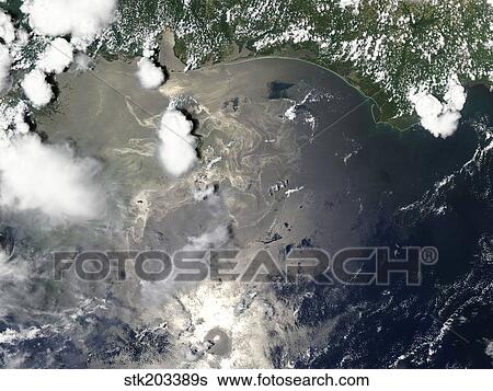 Stock Photograph - Oil slick in the Gulf of Mexico . Fotosearch