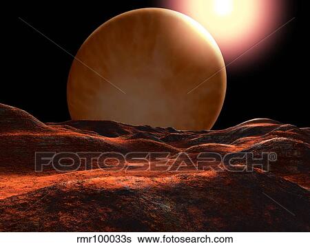 Stock Illustration - One of the planets orbiting 70 Virginis is a super-Jupiter.. Fotosearch