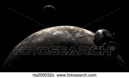 Orion-drive spacecraft in lunar orbit. View Large Illustration Stock Illustration - Orion-drive spacecraft in lunar orbit.. Fotosearch