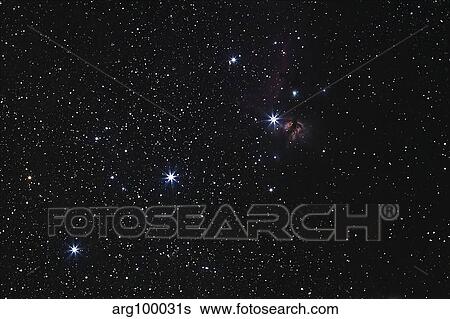 Orion's Belt, Horsehead Nebula and Flame Nebula. View Large Photo Image Stock Photograph - Orion's Belt, Horsehead Nebula and Flame Nebula.. Fotosearch
