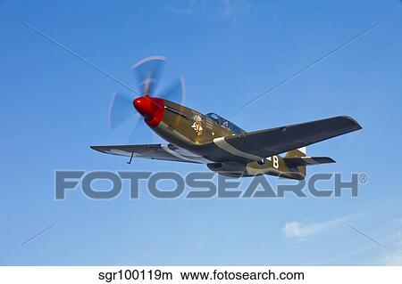 P-51B Mustang in flight over China, California. View Large Photo Image Picture - P-51B Mustang in flight over China, California.. Fotosearch