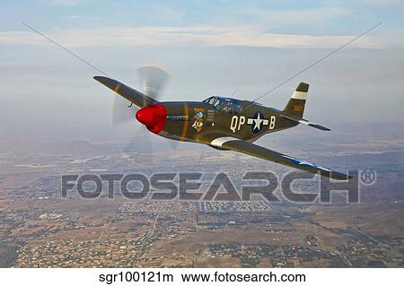 P-51B Mustang in flight over China, California. View Large Photo Image Picture - P-51B Mustang in flight over China, California.. Fotosearch