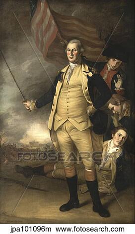 Stock Illustration - Painting of General George Washington at the Battle of Princeton. Fotosearch
