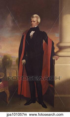 Painting of President Andrew Jackson standing. View Large Illustration Stock Illustration - Painting of President Andrew Jackson standing.. Fotosearch