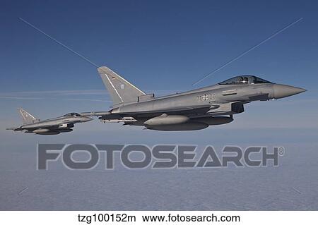 Pair of Eurofighter Typhoon aircraft of the German Air Force. View Large Photo Image Picture - Pair of Eurofighter Typhoon aircraft of the German Air Force.. Fotosearch