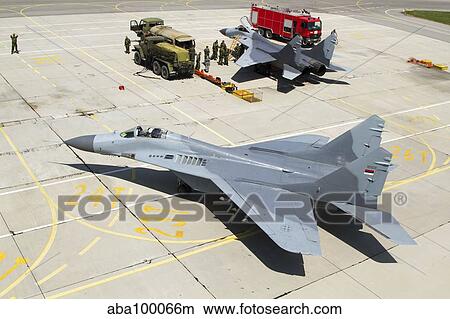 Pair of Serbian Air Force MiG-29 aircraft at Graf Ignatievo Air Base. View Large Photo Image Picture - Pair of Serbian Air Force MiG-29 aircraft at Graf Ignatievo Air Base.. Fotosearch