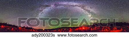 Panorama of Milky Way above the Table Mountain Star Party in Washington state. View Large Photo Image Stock Photograph - Panorama of Milky Way above the Table Mountain Star Party in Washington state.. Fotosearch