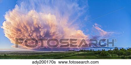 Panoramic view of mammatocumulus clouds, Alberta, Canada. View Large Photo Image Stock Photograph - Panoramic view of mammatocumulus clouds, Alberta, Canada.. Fotosearch